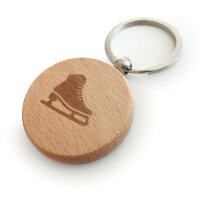 Figure Skating Keychain „Figure Skates“ Beech Wood