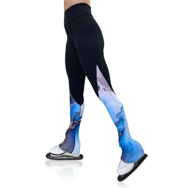 EliteXpression Eiskunstlauf High Waist Leggings Marbled Blue