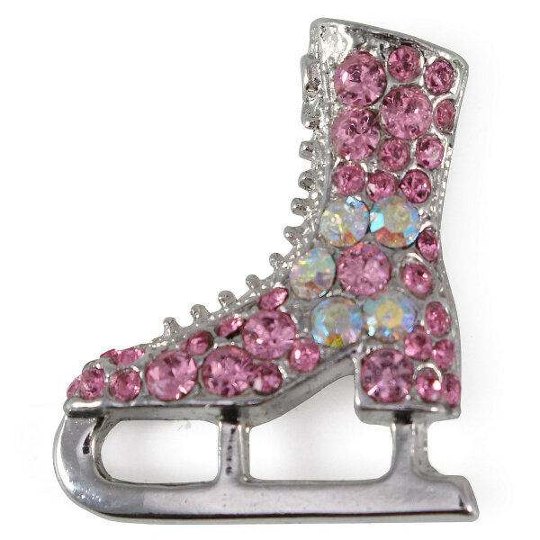 Pin - Schlittschuh mit Glitzersteinen, pink